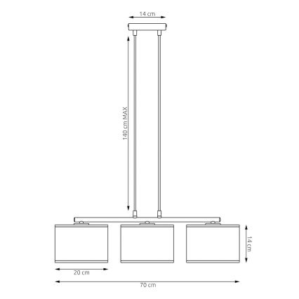 Hanglamp aan kabel KARBON 3x E27/15W/230V zwart/bruin