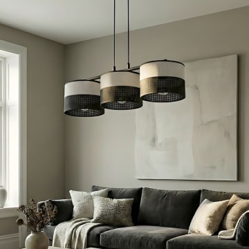 Hanglamp aan kabel KARBON 3xE27/15W/230V zwart/grijs