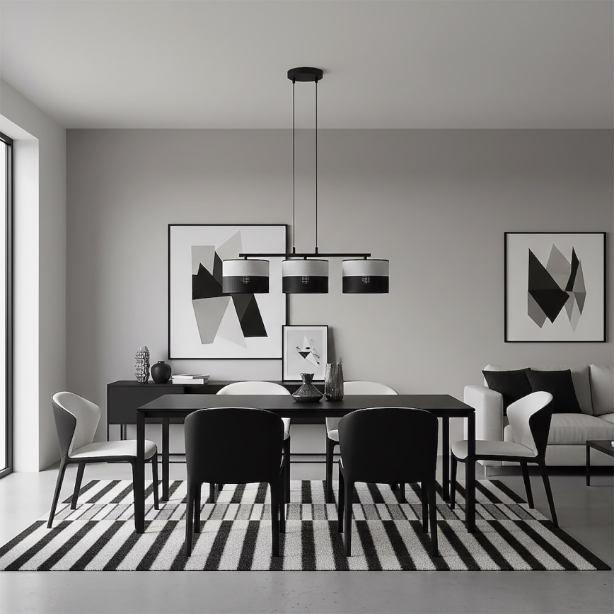 Hanglamp aan kabel KARBON 3xE27/15W/230V zwart/grijs