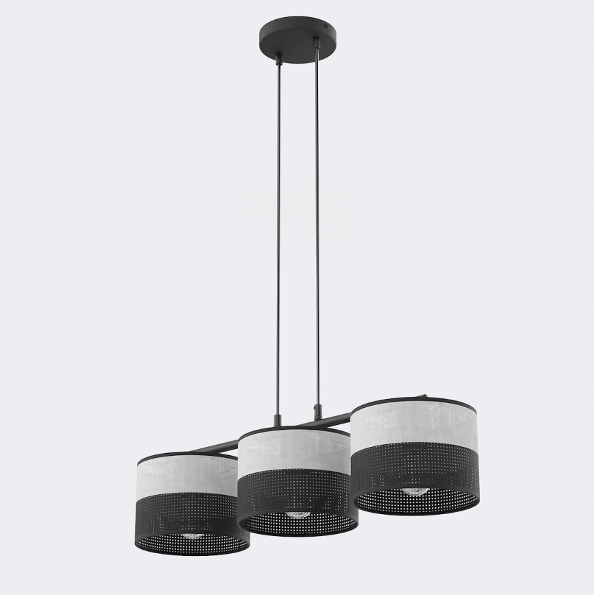 Hanglamp aan kabel KARBON 3xE27/15W/230V zwart/grijs