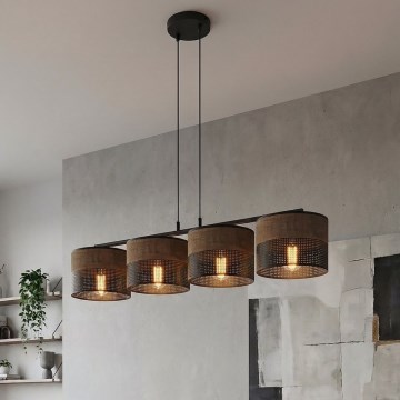 Hanglamp aan kabel KARBON 4xE27/15W/230V zwart/bruin