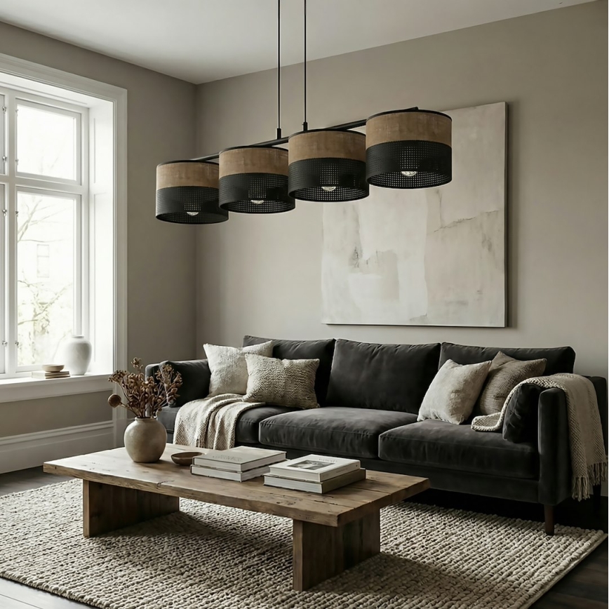Hanglamp aan kabel KARBON 4xE27/15W/230V zwart/bruin