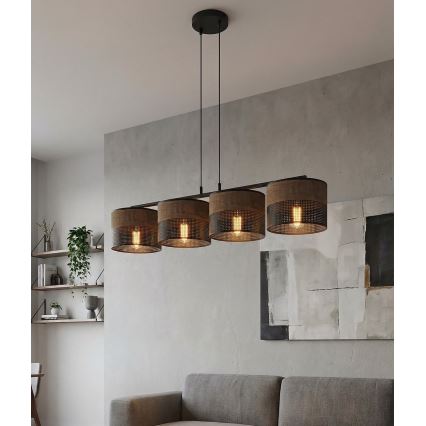 Hanglamp aan kabel KARBON 4xE27/15W/230V zwart/bruin