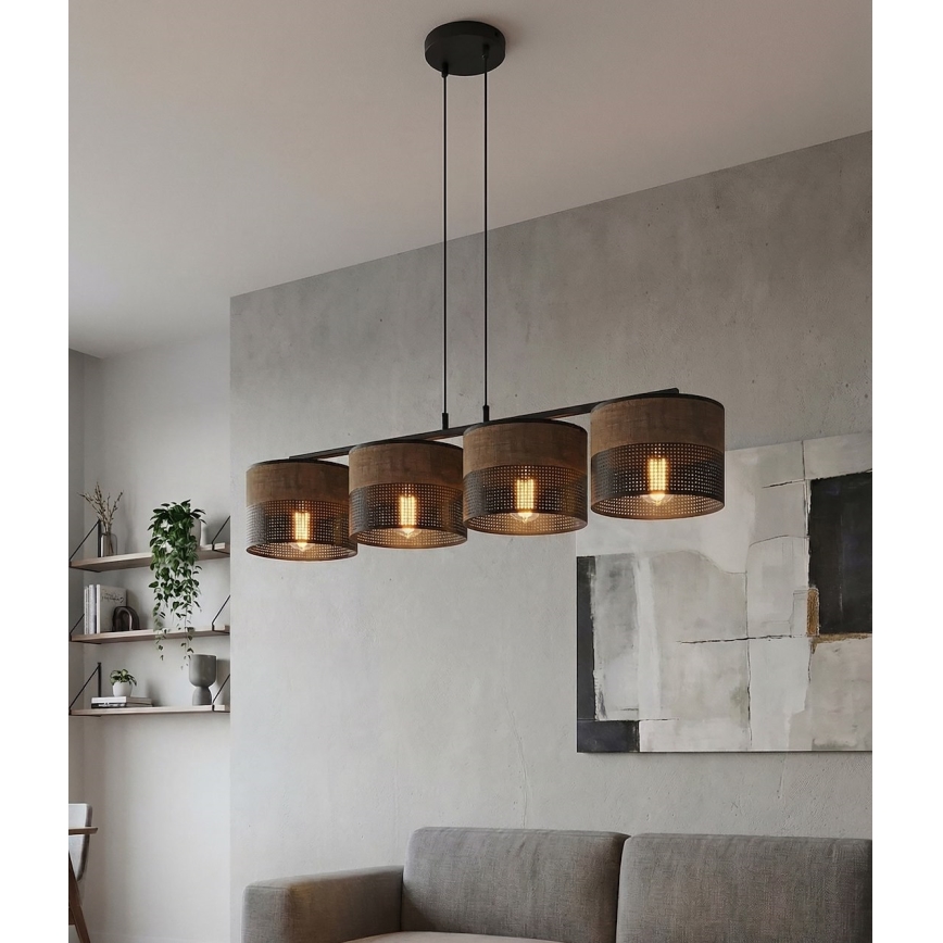 Hanglamp aan kabel KARBON 4xE27/15W/230V zwart/bruin