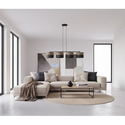 Hanglamp aan kabel KARBON 4xE27/15W/230V zwart/bruin