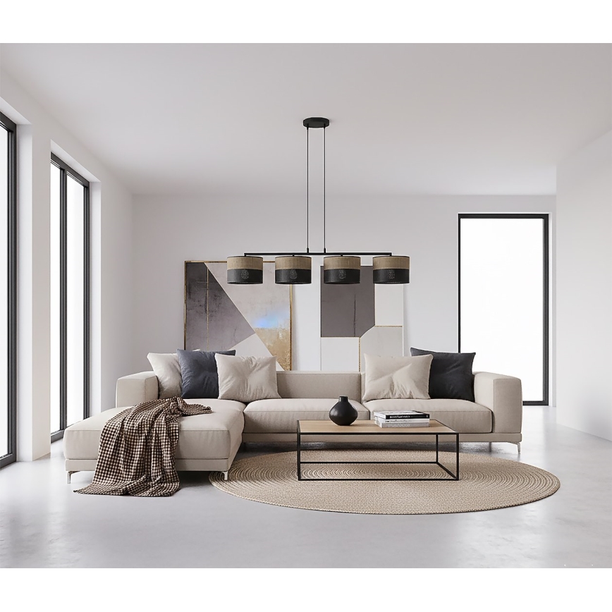 Hanglamp aan kabel KARBON 4xE27/15W/230V zwart/bruin