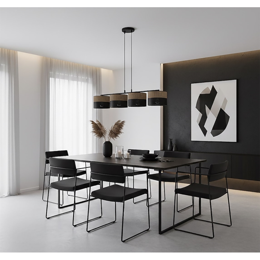 Hanglamp aan kabel KARBON 4xE27/15W/230V zwart/bruin