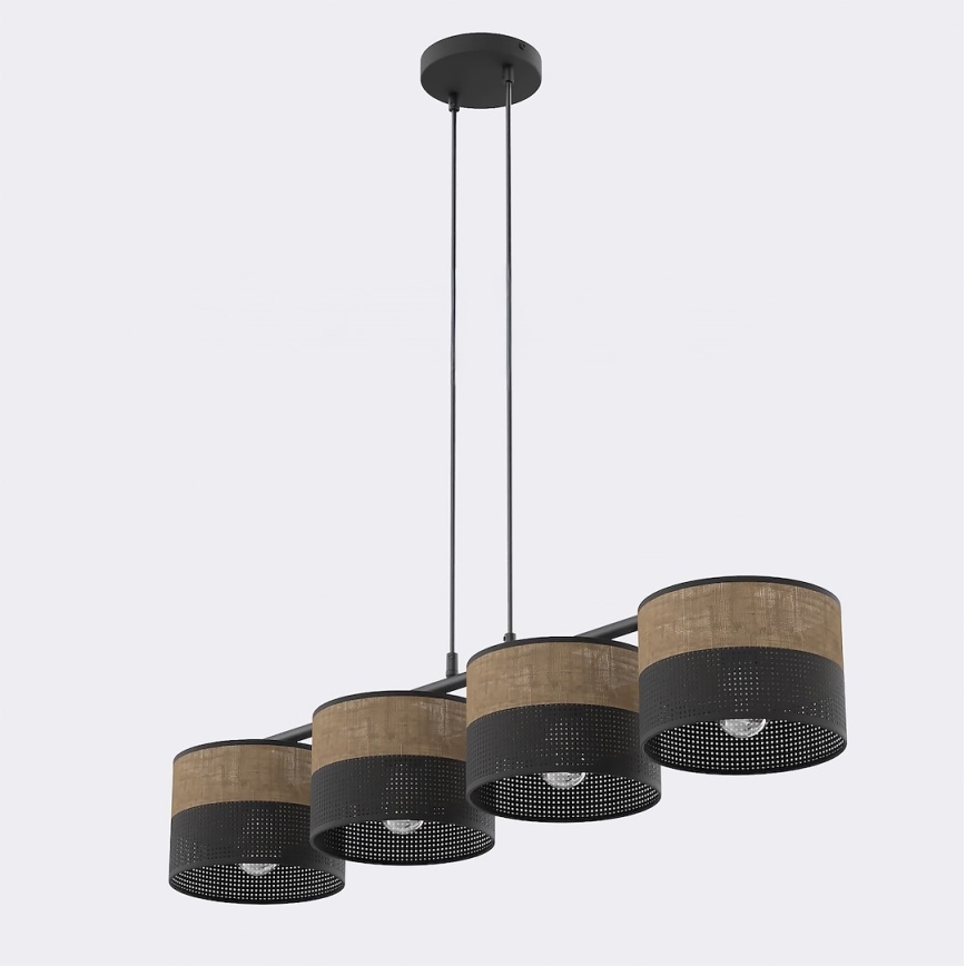 Hanglamp aan kabel KARBON 4xE27/15W/230V zwart/bruin