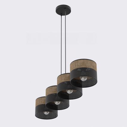 Hanglamp aan kabel KARBON 4xE27/15W/230V zwart/bruin