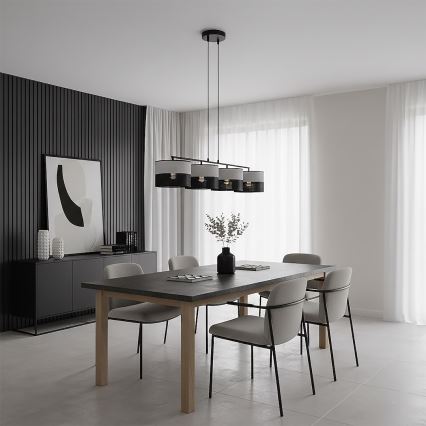 Hanglamp aan kabel KARBON 4xE27/15W/230V zwart/grijs