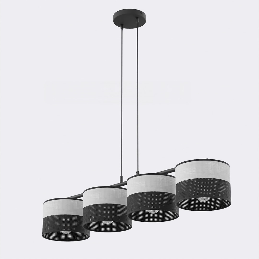 Hanglamp aan kabel KARBON 4xE27/15W/230V zwart/grijs