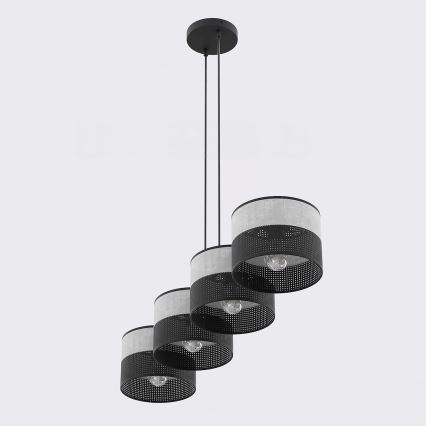 Hanglamp aan kabel KARBON 4xE27/15W/230V zwart/grijs