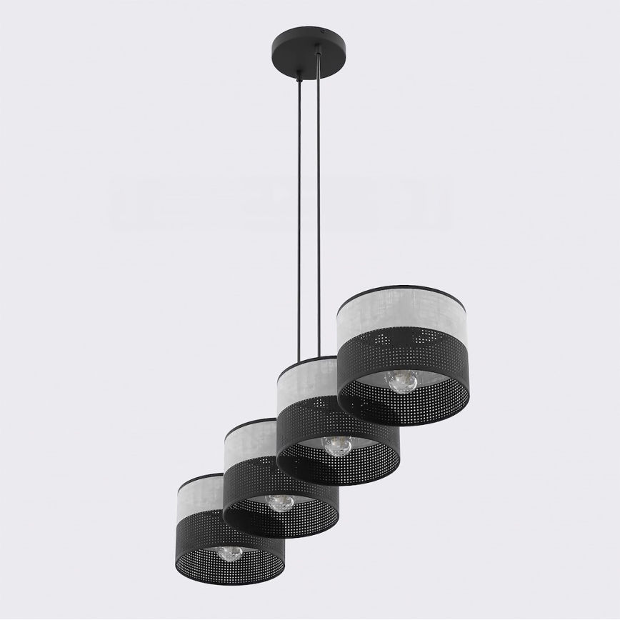 Hanglamp aan kabel KARBON 4xE27/15W/230V zwart/grijs