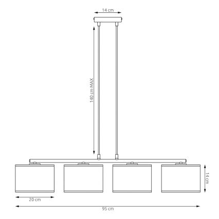 Hanglamp aan kabel KARBON 4xE27/15W/230V zwart/grijs
