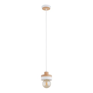 Hanglamp aan kabel LARSO 1xE27/15W/230V wit/beige