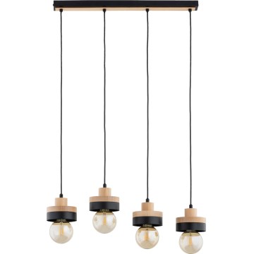 Hanglamp aan kabel LARSO 4xE27/15W/230V zwart/beige