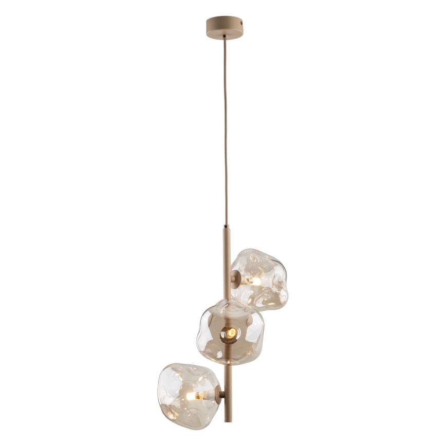 Hanglamp aan kabel LAVA 3xG9/8W/230V beige/rookkleurig beige
