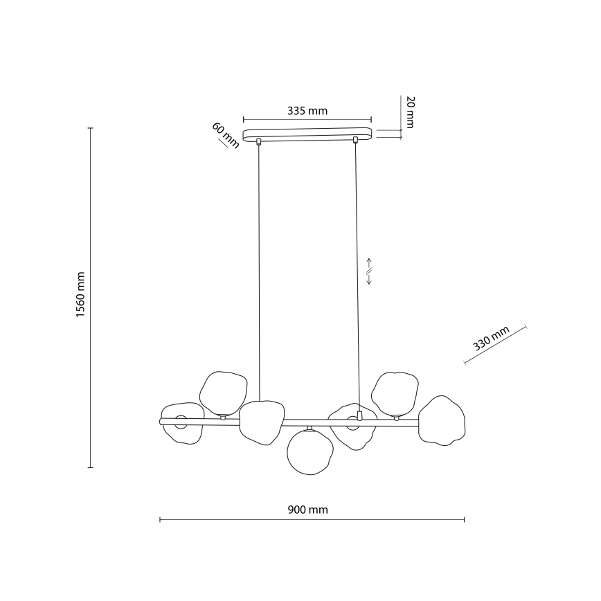 Hanglamp aan kabel LAVA 7xG9/8W/230V brons/gerookt beige