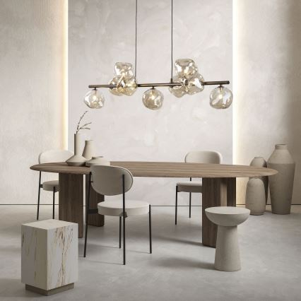 Hanglamp aan kabel LAVA 9xG9/8W/230V brons/rookbeige