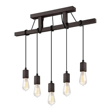 Hanglamp aan kabel LEON 5xE27/60W/230V beuken