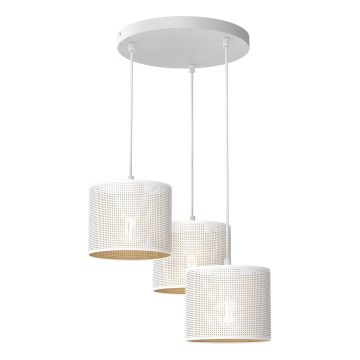 Hanglamp aan kabel LOFT SHADE 3xE27/60W/230V wit/goud