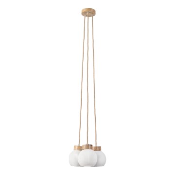 Hanglamp aan kabel LOOMIS 3xE27/15W/230V 130 cm beige/eiken