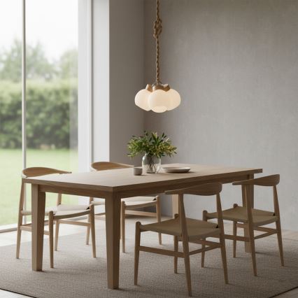 Hanglamp aan kabel LOOMIS 3xE27/15W/230V 130 cm beige/eiken