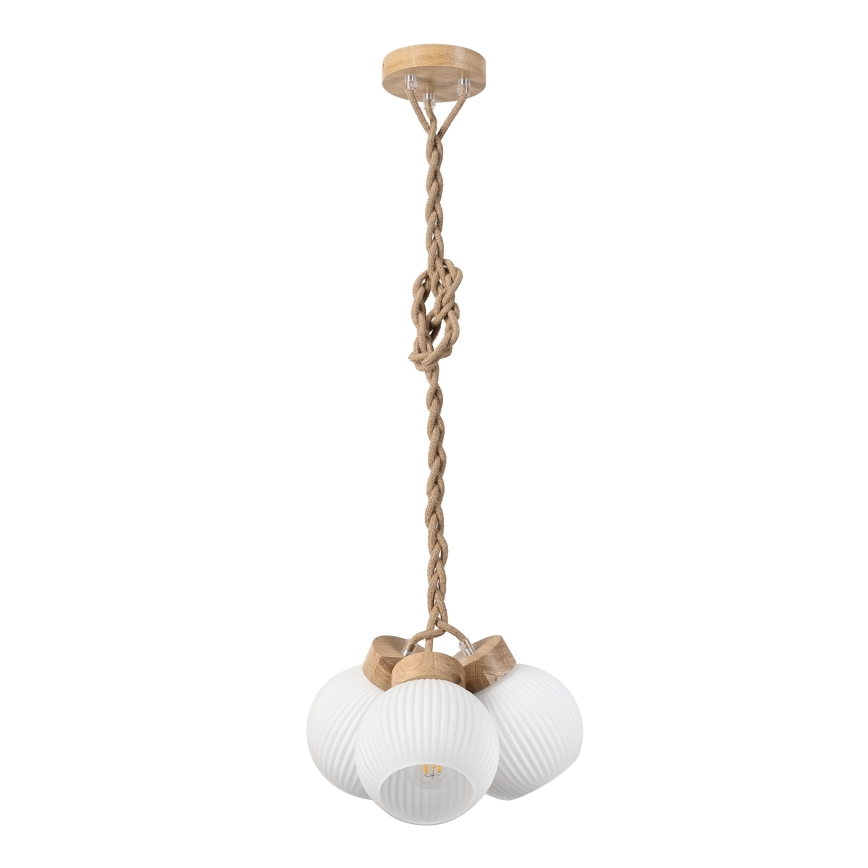 Hanglamp aan kabel LOOMIS 3xE27/15W/230V 130 cm beige/eiken