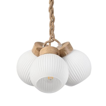 Hanglamp aan kabel LOOMIS 3xE27/15W/230V 130 cm beige/eiken