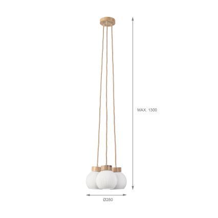 Hanglamp aan kabel LOOMIS 3xE27/15W/230V 130 cm beige/eiken