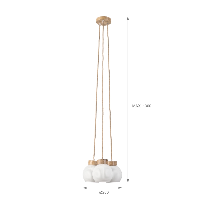 Hanglamp aan kabel LOOMIS 3xE27/15W/230V 130 cm beige/eiken