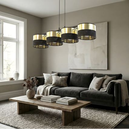 Hanglamp aan kabel LUX 4xE27/15W/230V zwart/goud