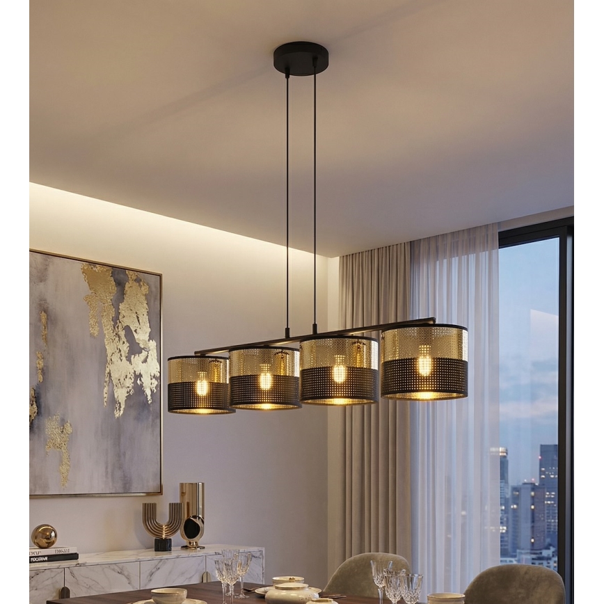Hanglamp aan kabel LUX 4xE27/15W/230V zwart/goud