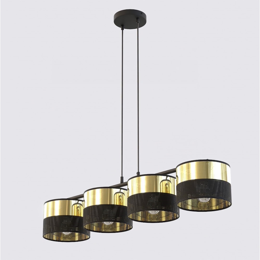 Hanglamp aan kabel LUX 4xE27/15W/230V zwart/goud