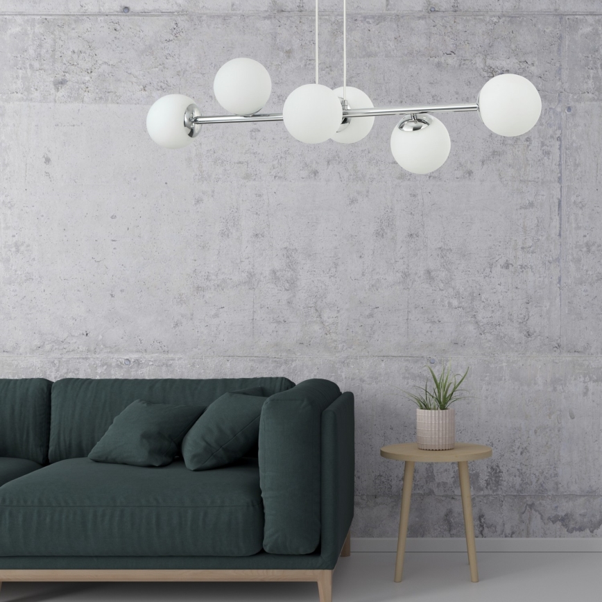 Hanglamp aan kabel MADDIE 6xE14/5W/230V glanzend chroom