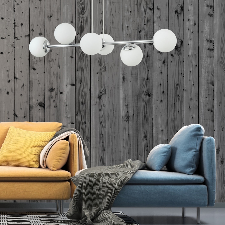 Hanglamp aan kabel MADDIE 6xE14/5W/230V glanzend chroom