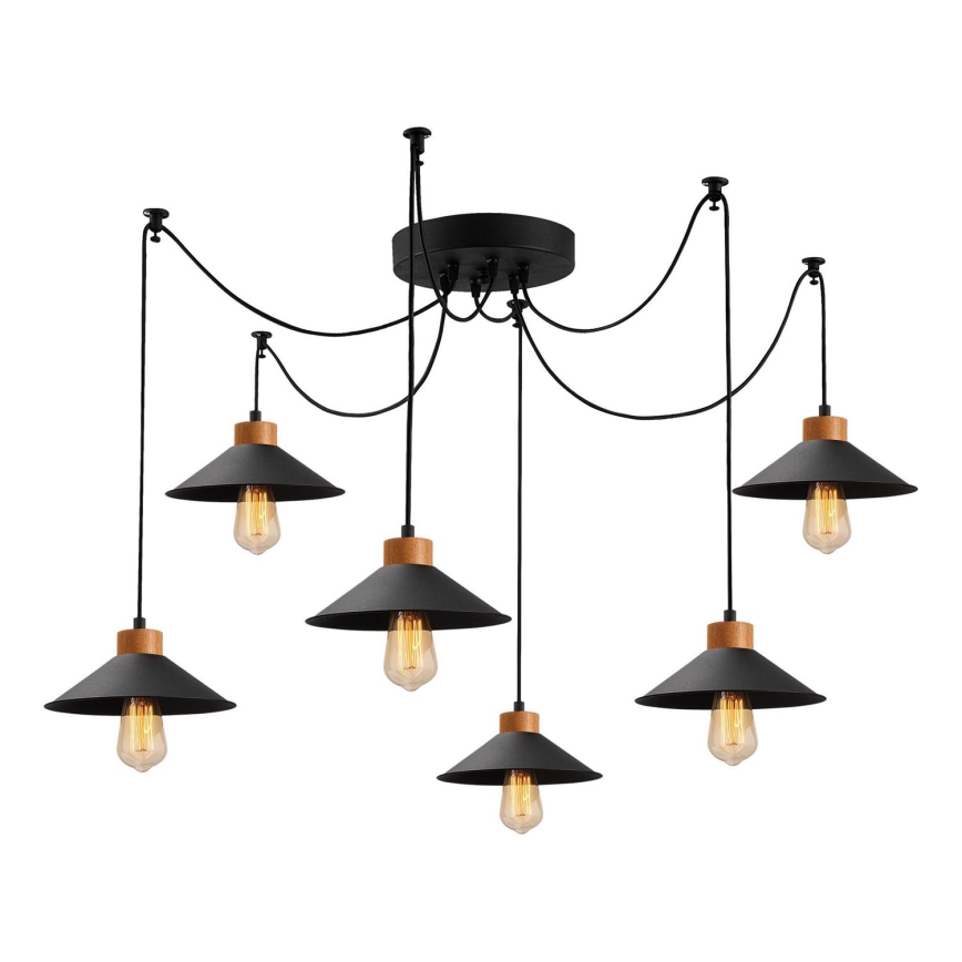 Hanglamp aan kabel MANAVGAT 6xE27/40W/230V spider zwart/bruin