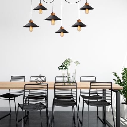 Hanglamp aan kabel MANAVGAT 6xE27/40W/230V spider zwart/bruin