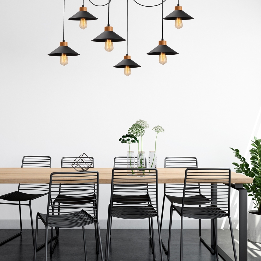 Hanglamp aan kabel MANAVGAT 6xE27/40W/230V spider zwart/bruin
