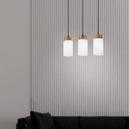 Hanglamp aan kabel MARKUS 3xE27/15W/230V zwart/eiken