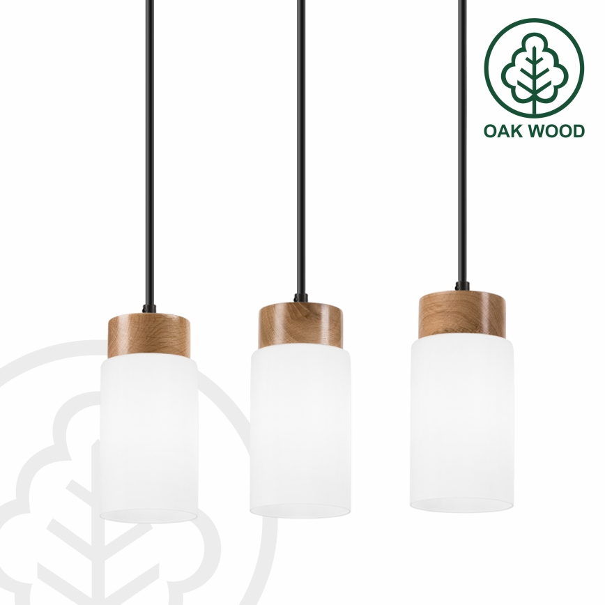 Hanglamp aan kabel MARKUS 3xE27/15W/230V zwart/eiken