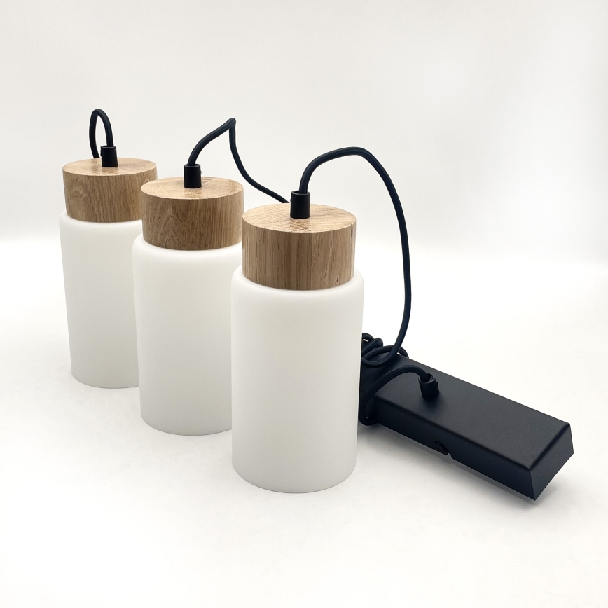 Hanglamp aan kabel MARKUS 3xE27/15W/230V zwart/eiken