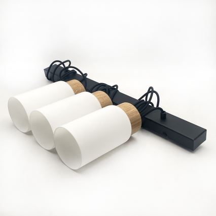 Hanglamp aan kabel MARKUS 3xE27/15W/230V zwart/eiken