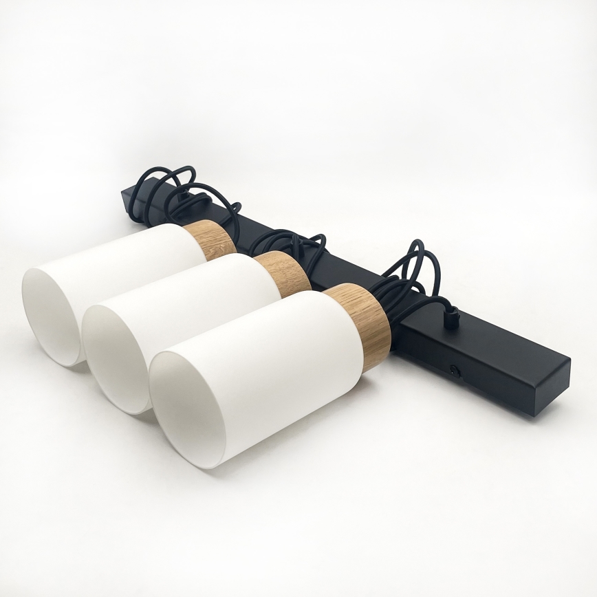 Hanglamp aan kabel MARKUS 3xE27/15W/230V zwart/eiken