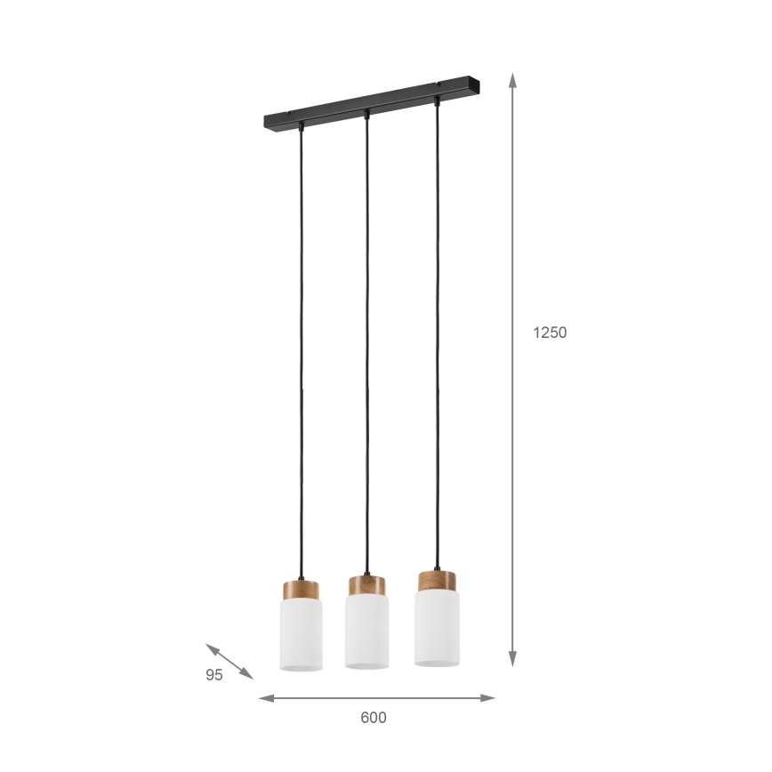 Hanglamp aan kabel MARKUS 3xE27/15W/230V zwart/eiken