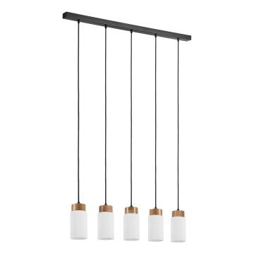 Hanglamp aan kabel MARKUS 5xE27/15W/230V zwart/eiken