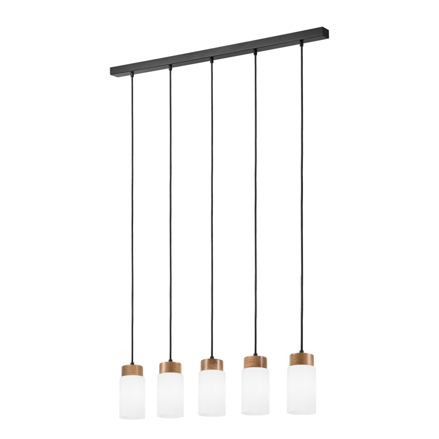 Hanglamp aan kabel MARKUS 5xE27/15W/230V zwart/eiken