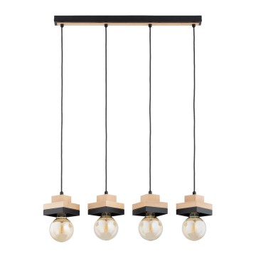 Hanglamp aan kabel MIKO 4xE27/15W/230V zwart/beige