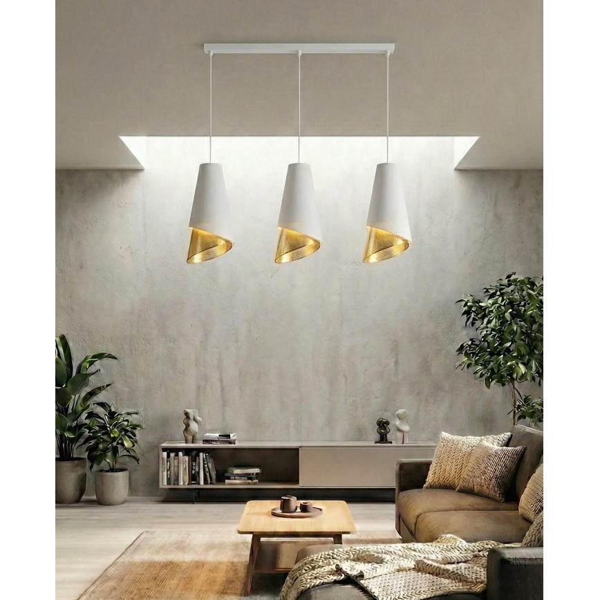 Hanglamp aan kabel MODA 3xE27/15W/230V wit/goud