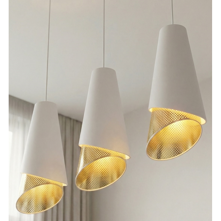 Hanglamp aan kabel MODA 3xE27/15W/230V wit/goud